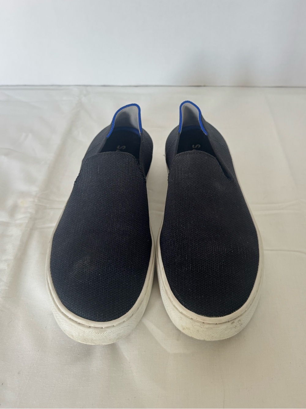 Rothy's Black Slip-On Sneakers with Blue Accent Size 7.5 - Picture 3 of 11